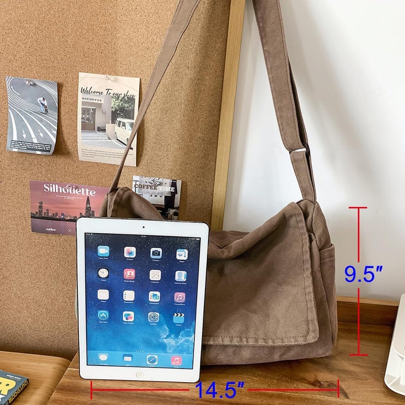 Collsants Messenger Bag for Women Men Satchel Bag Canvas Crossbody Shoulder Bag Casual Sling Bag - Image 4